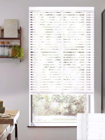 High Gloss White 50mm Faux Wood Venetian Blind With Tapes