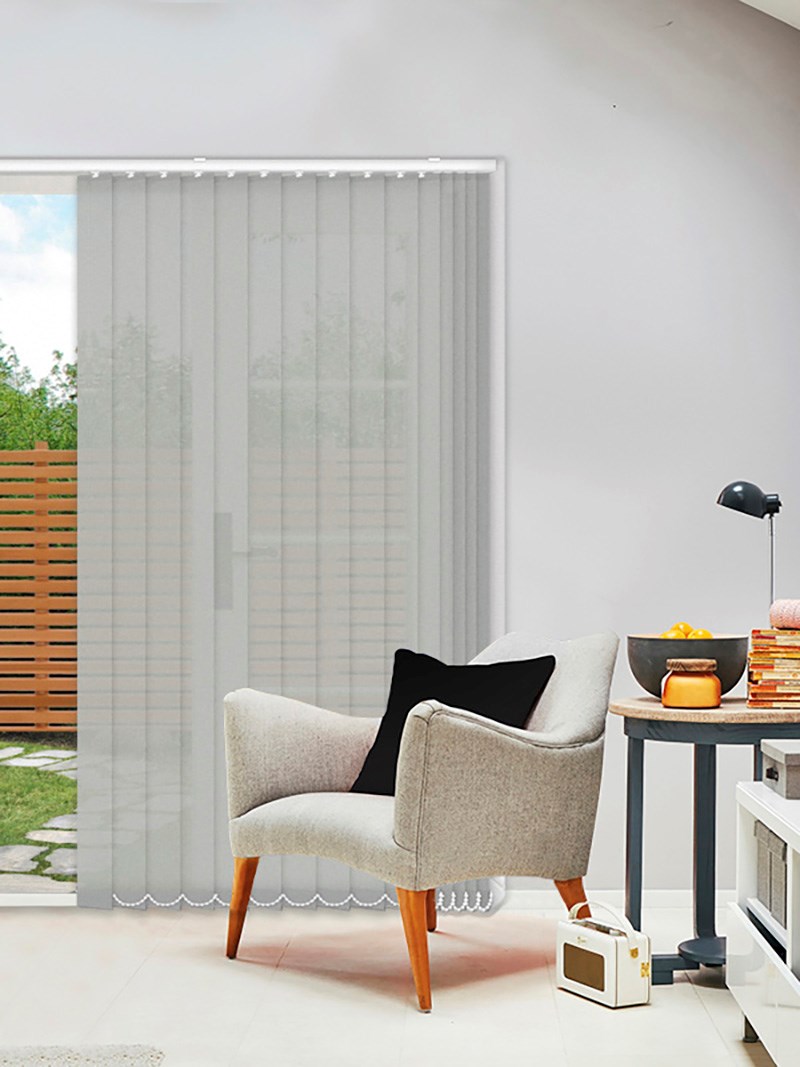 Horizon Pale Stone 89mm Sunscreen Vertical Blind