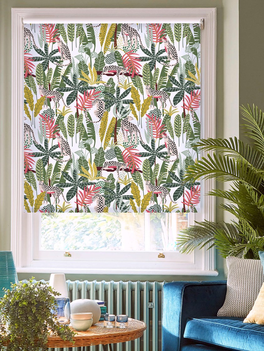 Junglist Lime Floral Roller Blind