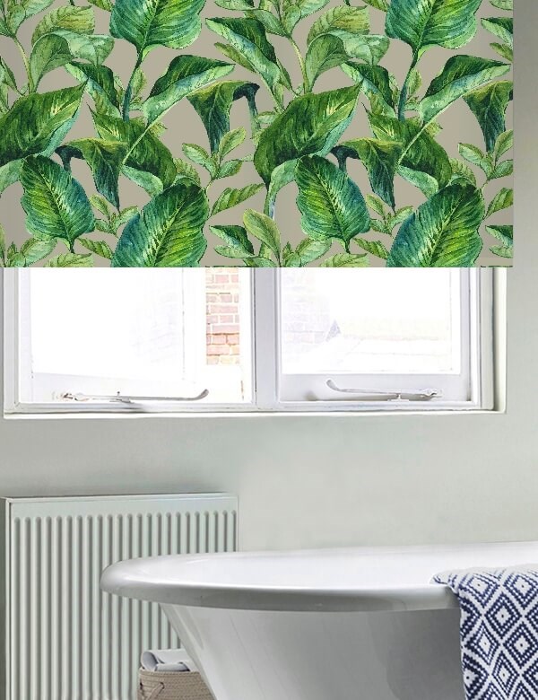 Jungle Leaves Grey Floral Roller blind