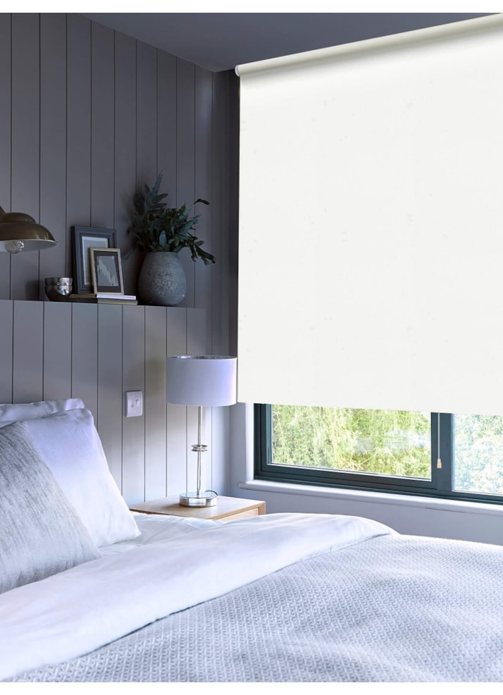 Rice White Premium Blackout Cordless Spring Loaded Roller Blind