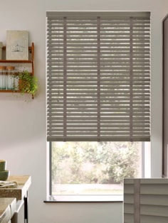 Monsoon 50mm Woodgrain Faux Wood Venetian Blind With Gunmetal Tapes