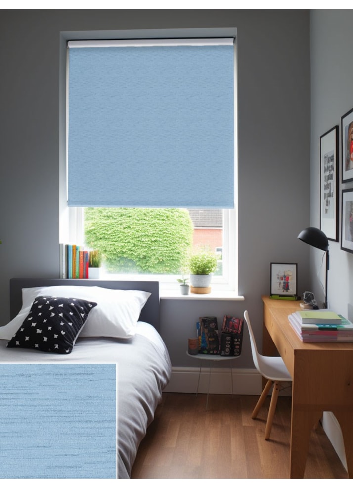 New York Cornflower Blue Blackout Thermal Roller Blind