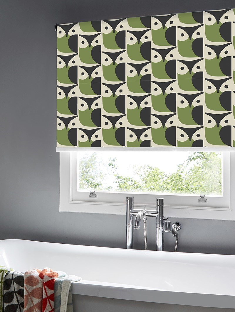 Orla Kiely Owl Chalky Green Roller Blind