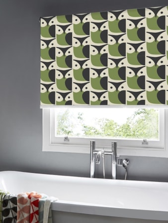 Orla Kiely Owl Chalky Green Roller Blind