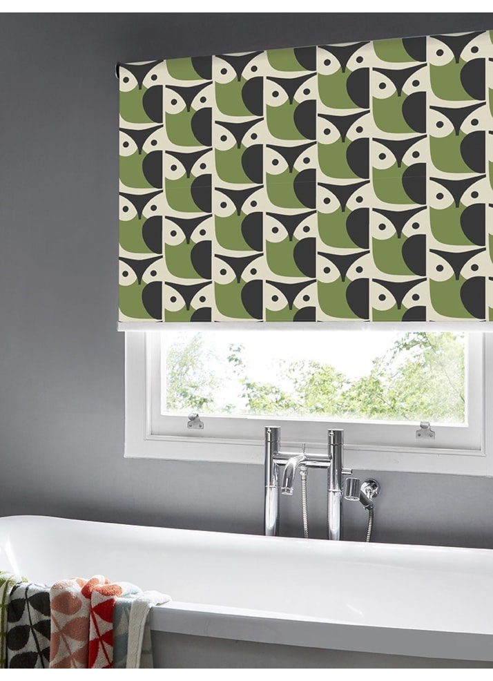 Orla Kiely Owl Chalky Green Roller Blind