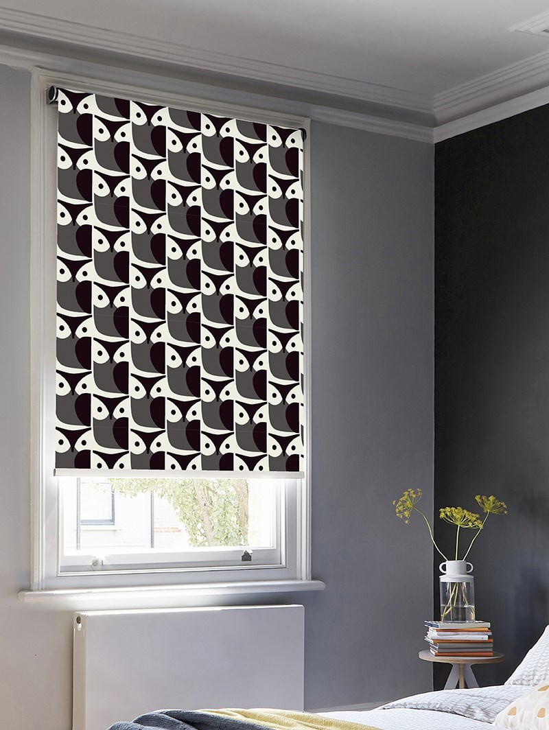 Orla Kiely Owl Grey Roller Blind