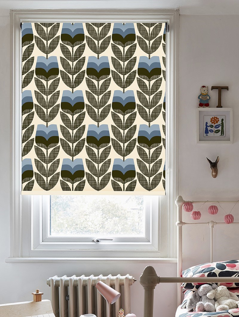 Orla Kiely Rose Bud Powder Blue Roller Blind