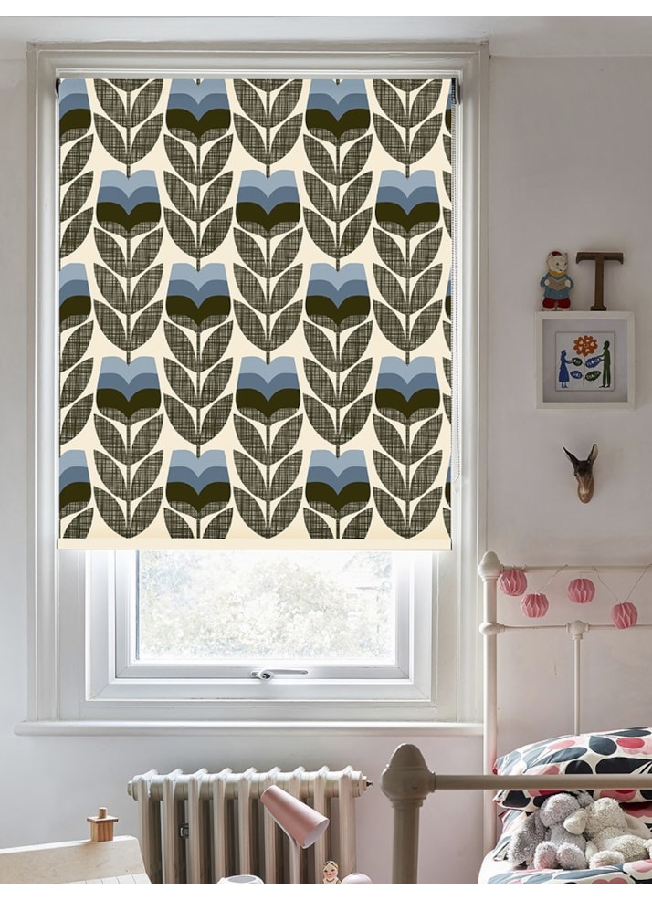 Orla Kiely Rose Bud Powder Blue Roller Blind