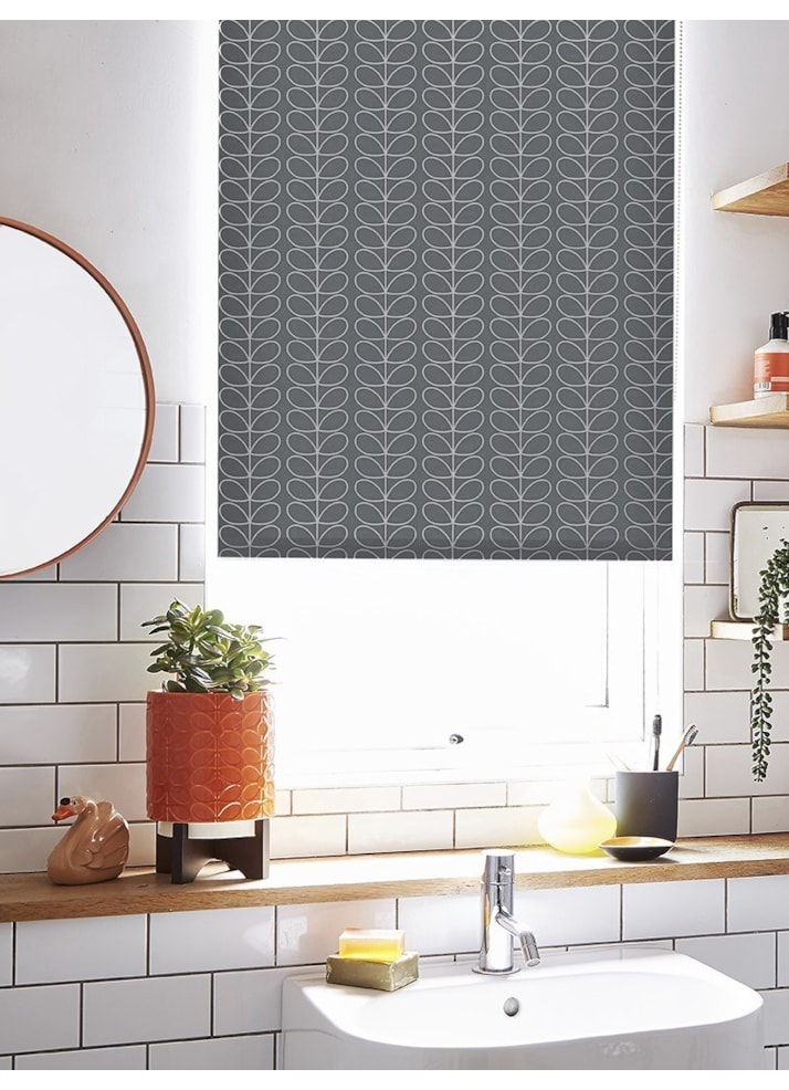 Orla Kiely Woven Linear Stem Cool Grey Roller Blind