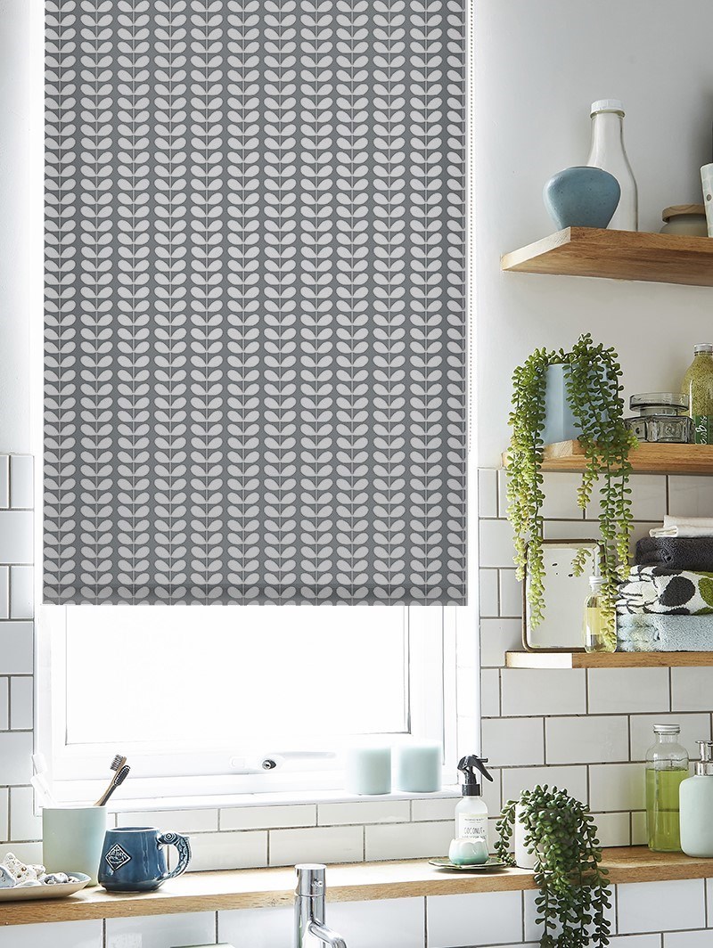 Orla Kiely Woven Tiny Stem Cool Grey Roller Blind