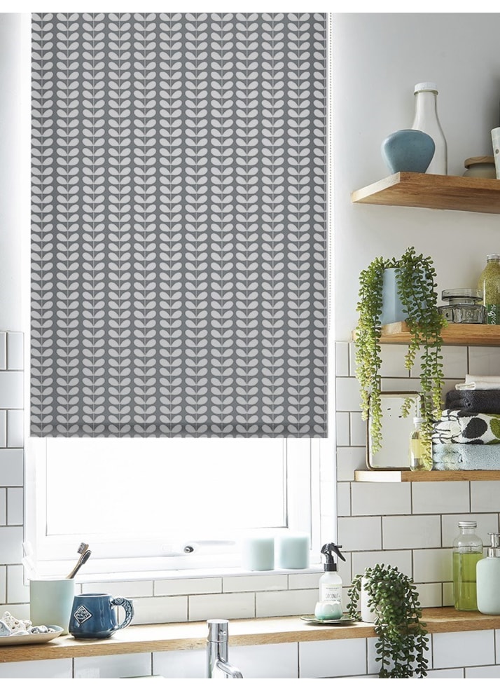 Orla Kiely Woven Tiny Stem Cool Grey Roller Blind