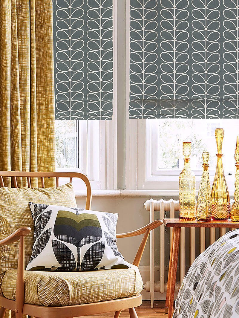 Orla Kiely Linear Stem Cool Grey Roman Blind