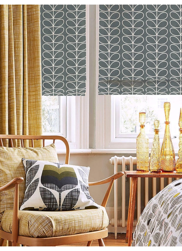 Orla Kiely Linear Stem Cool Grey Roman Blind