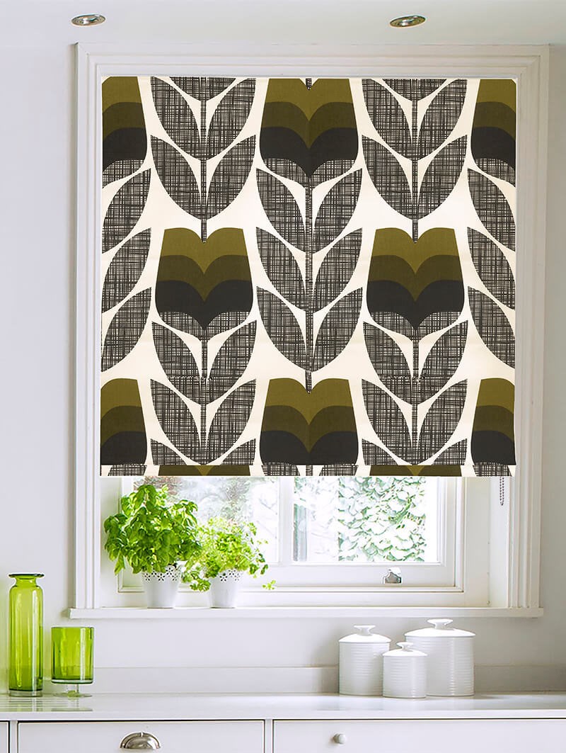 Orla Kiely Rosebud Moss Roman Blind