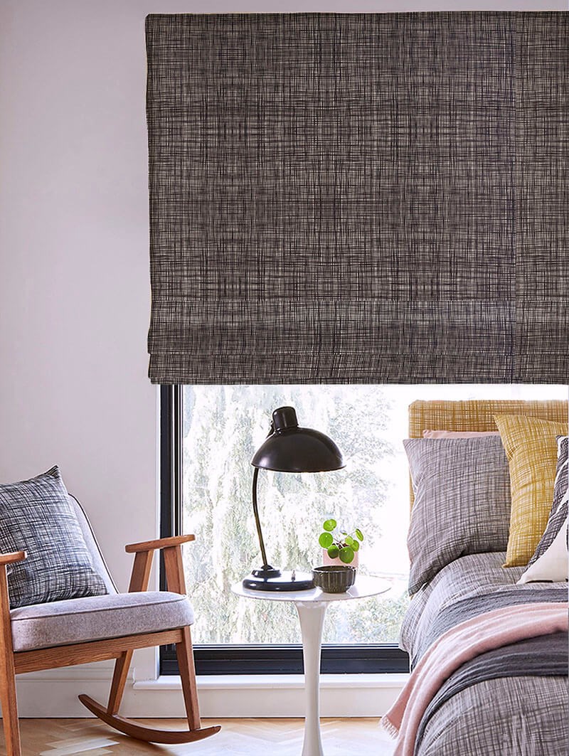 Orla Kiely Scribble Gun Metal Roman Blind