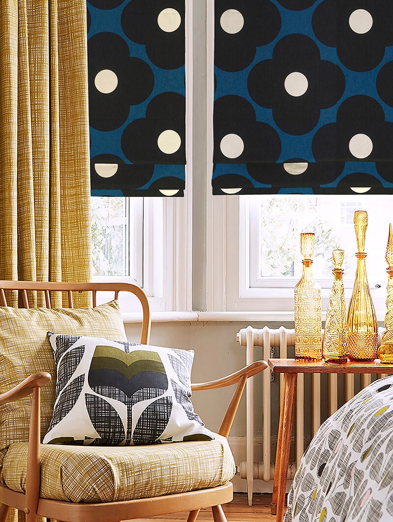 Orla Kiely Spot Flower Dark Marine Roman Blind