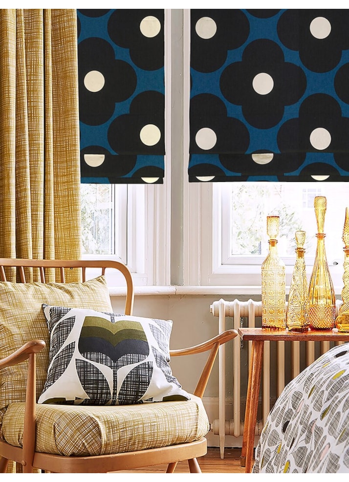 Orla Kiely Spot Flower Dark Marine Roman Blind