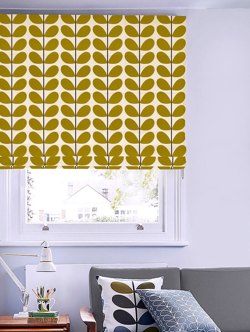 Orla Kiely Two Colour Stem Olive Roman Blind