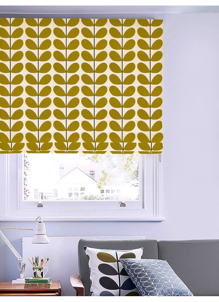 Orla Kiely Two Colour Stem Olive Roman Blind