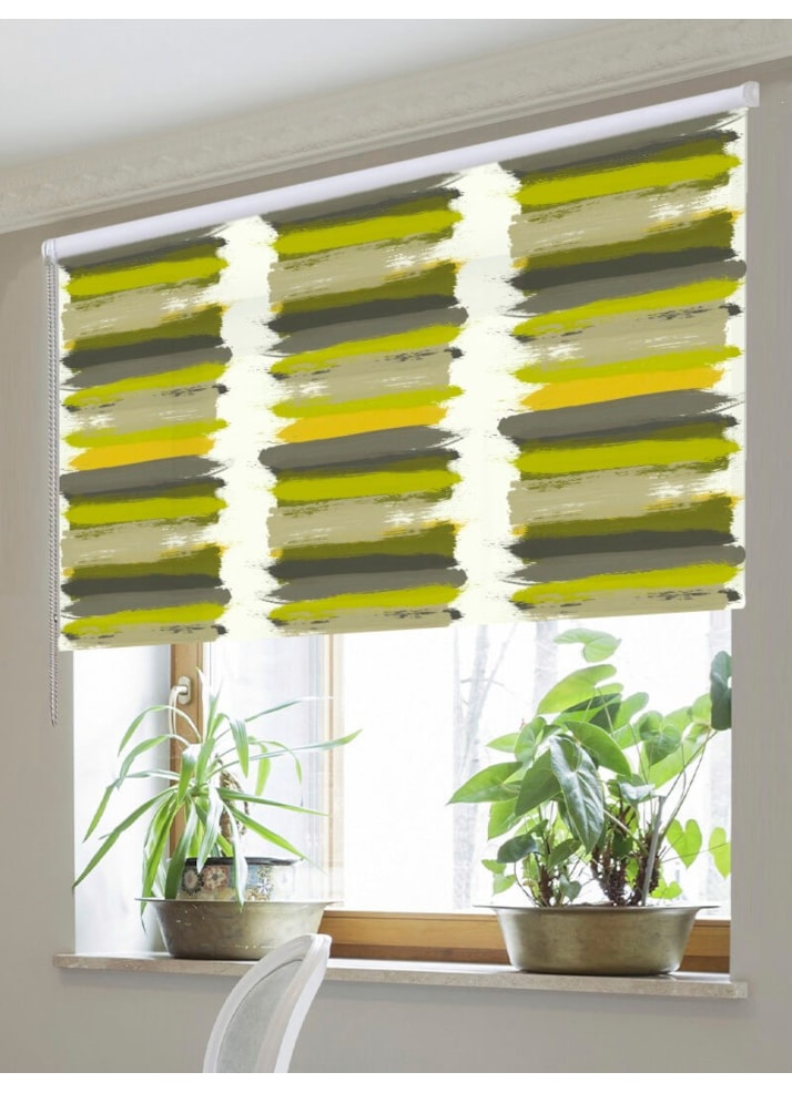 Painterly Stripe Chartreuse Roller Blind