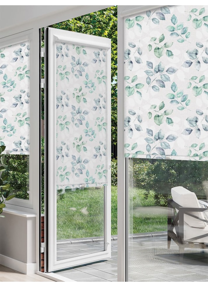 Ash Leaf Sky Blue Perfect Fit Roller Blind