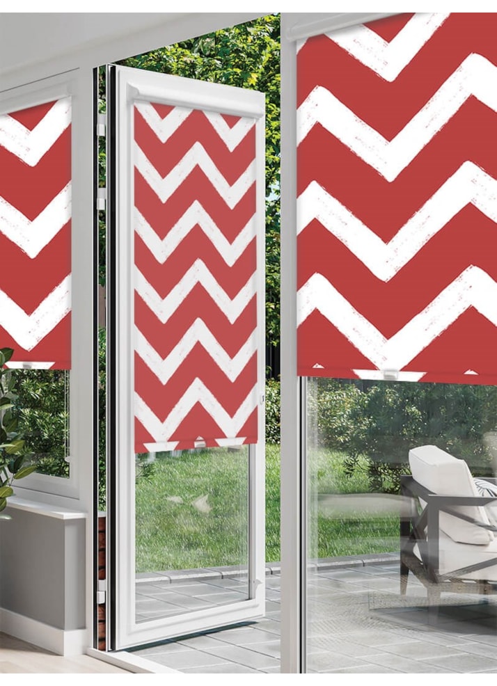 Chevron Red Perfect Fit Roller Blind