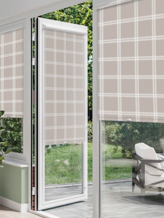 Herringbone Check Taupe Perfect Fit Roller Blind