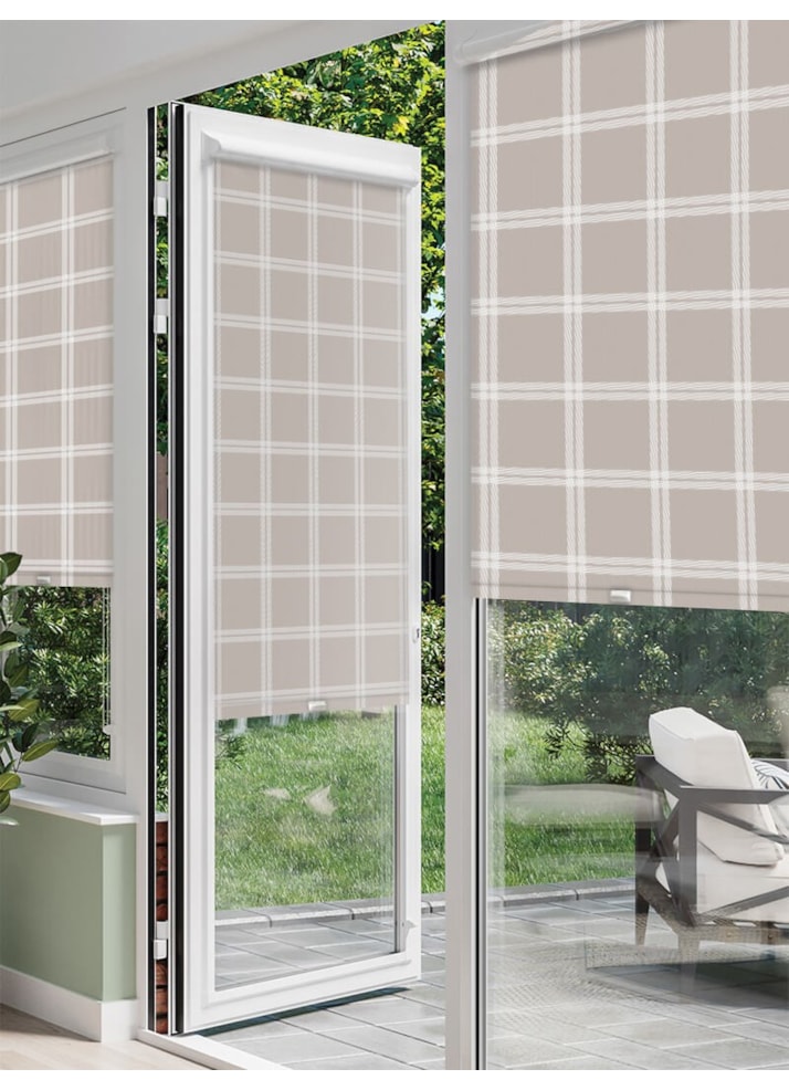 Herringbone Check Taupe Perfect Fit Roller Blind