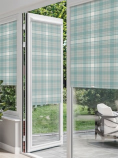 Wallace Check Soft Blue Perfect Fit Roller Blind