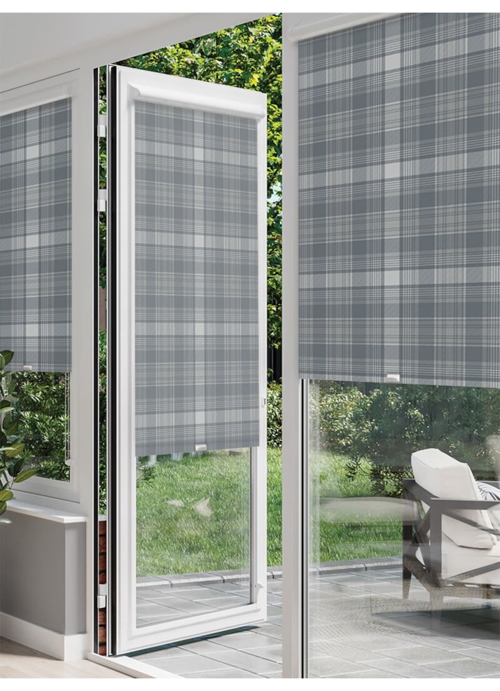 Wallace Check Stone Grey Perfect Fit Roller Blind