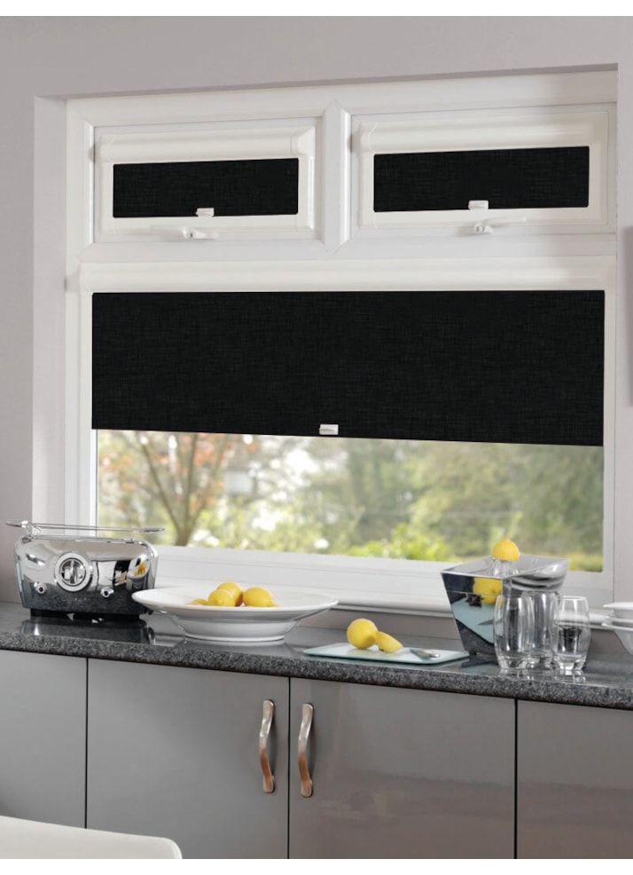 Blackout Linen Black Perfect Fit Roller Blind