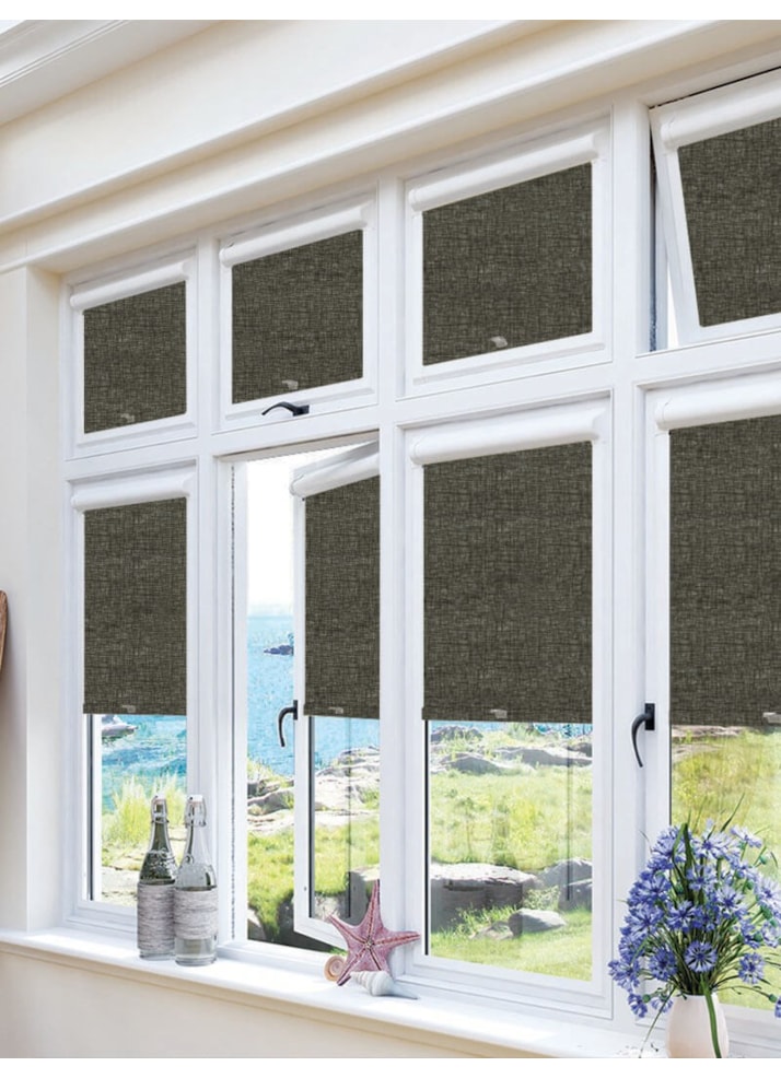 Blackout Linen Charcoal Perfect Fit Roller Blind