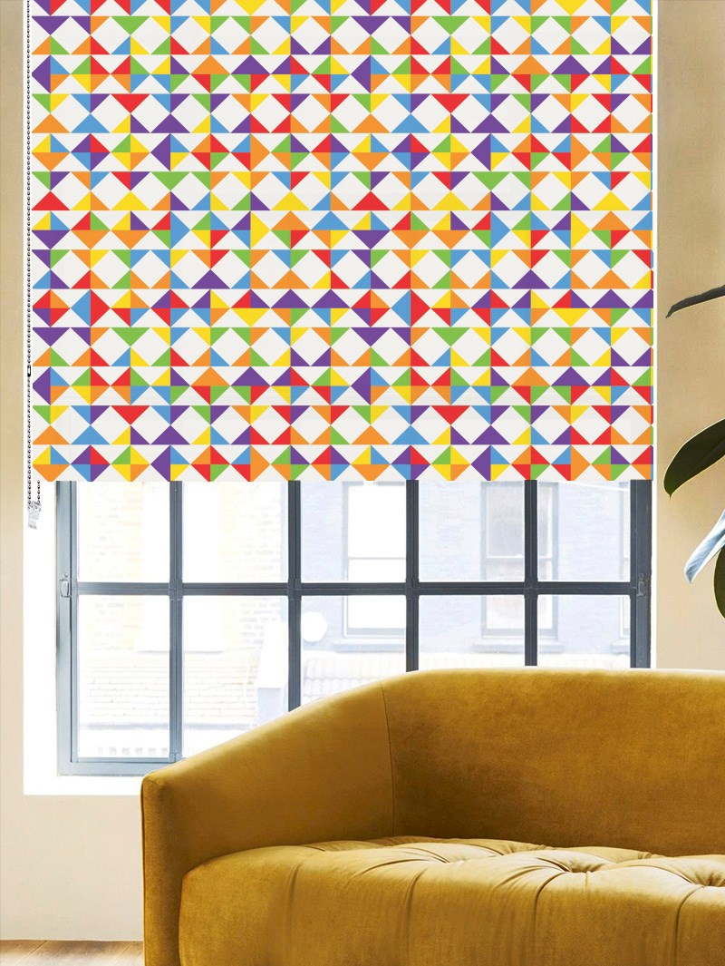 Rainbow Blocks Geometric Roller Blind