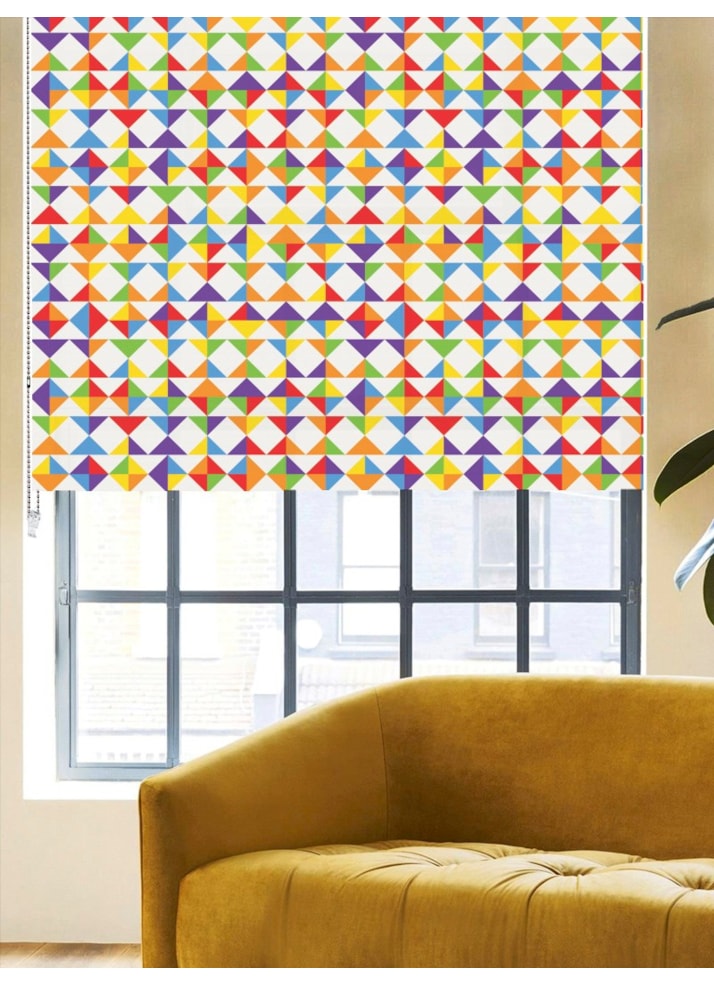 Rainbow Blocks Geometric Roller Blind