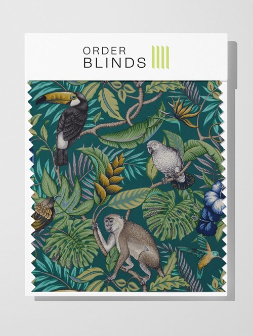 Rainforest Lagoon Satin Roman Blind