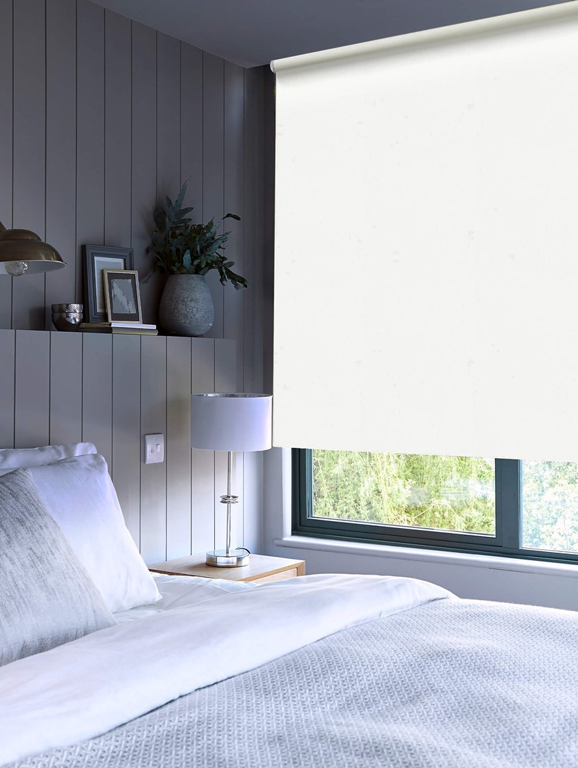 Rice White Premium Blackout Thermal Roller Blind