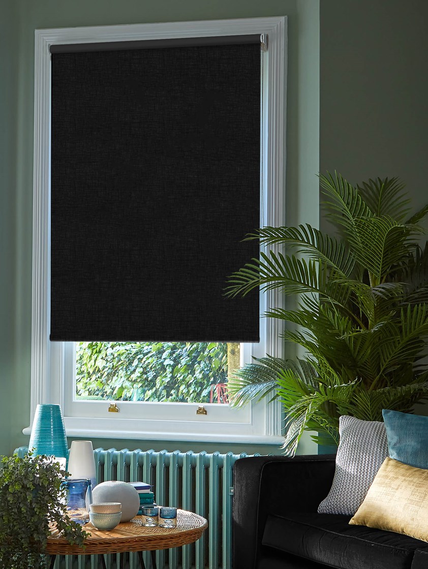 Linen Black Blackout Thermal Roller Blind