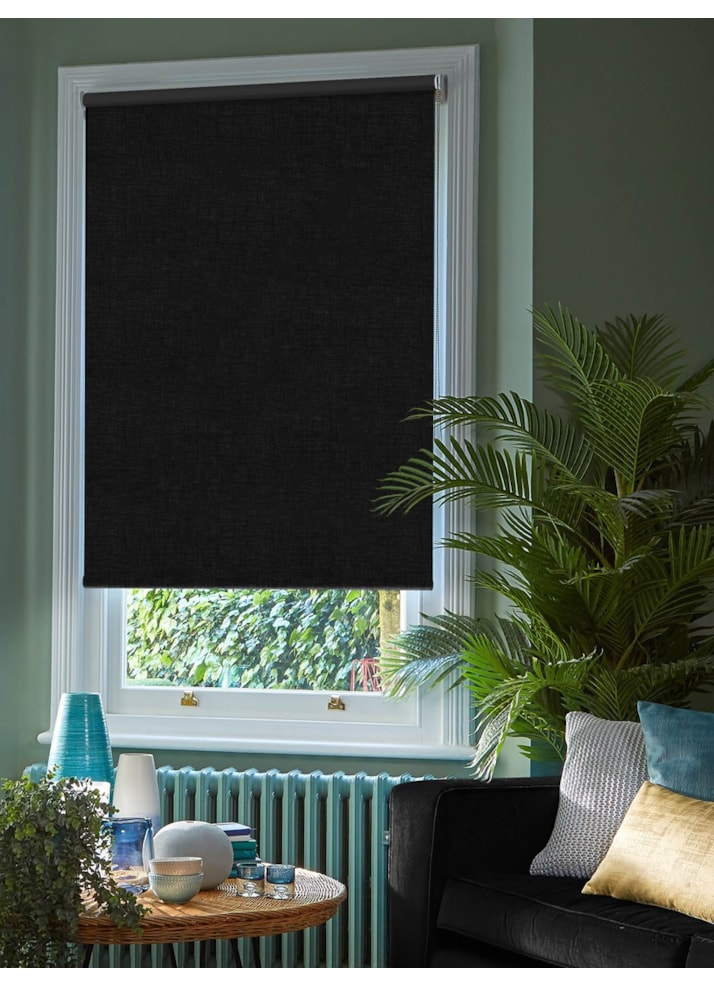 Linen Black Blackout Thermal Roller Blind