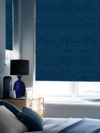 Linen Navy Blue Blackout Thermal Roller Blind