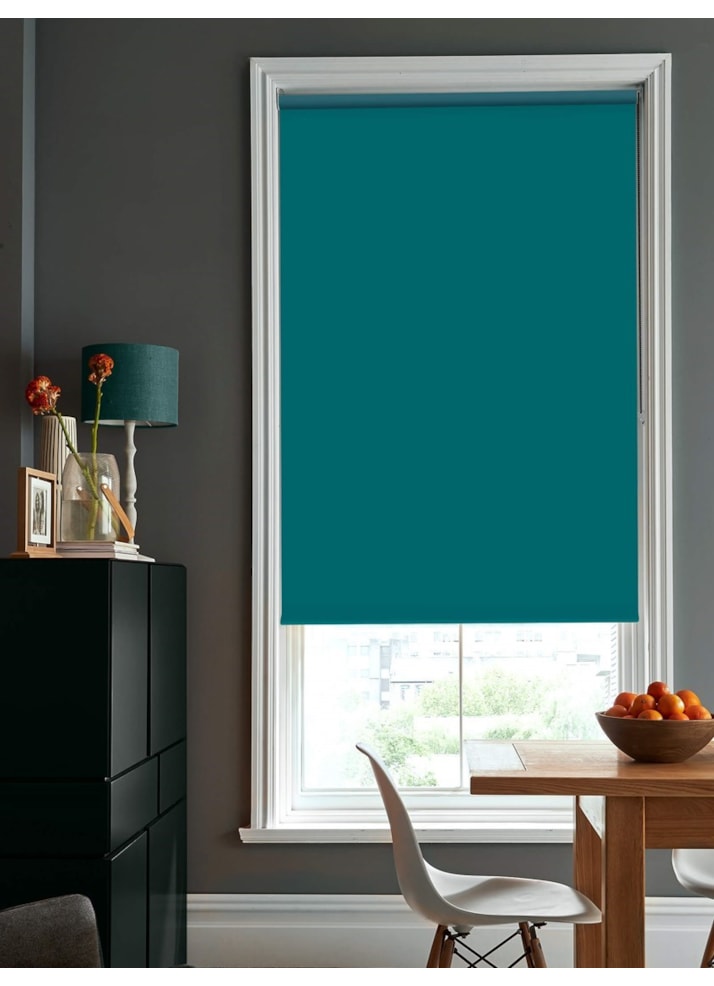 Tiki Teal Blackout Thermal Roller Blind