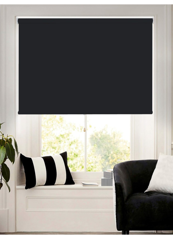 Black Blackout Cordless Spring Loaded Roller Blind