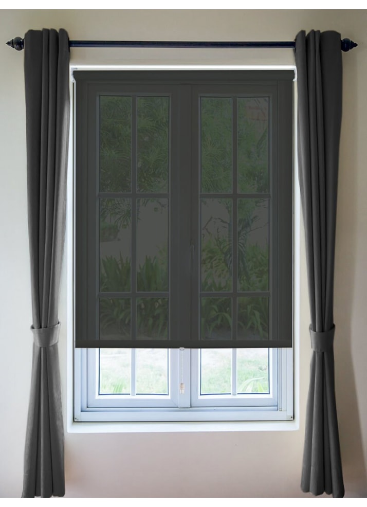 Black Sheer Cordless Spring Loaded Roller Blind