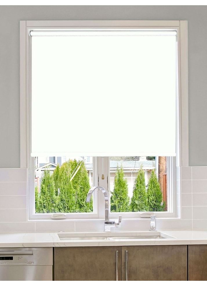 White Blackout Cordless Spring Loaded Roller Blind