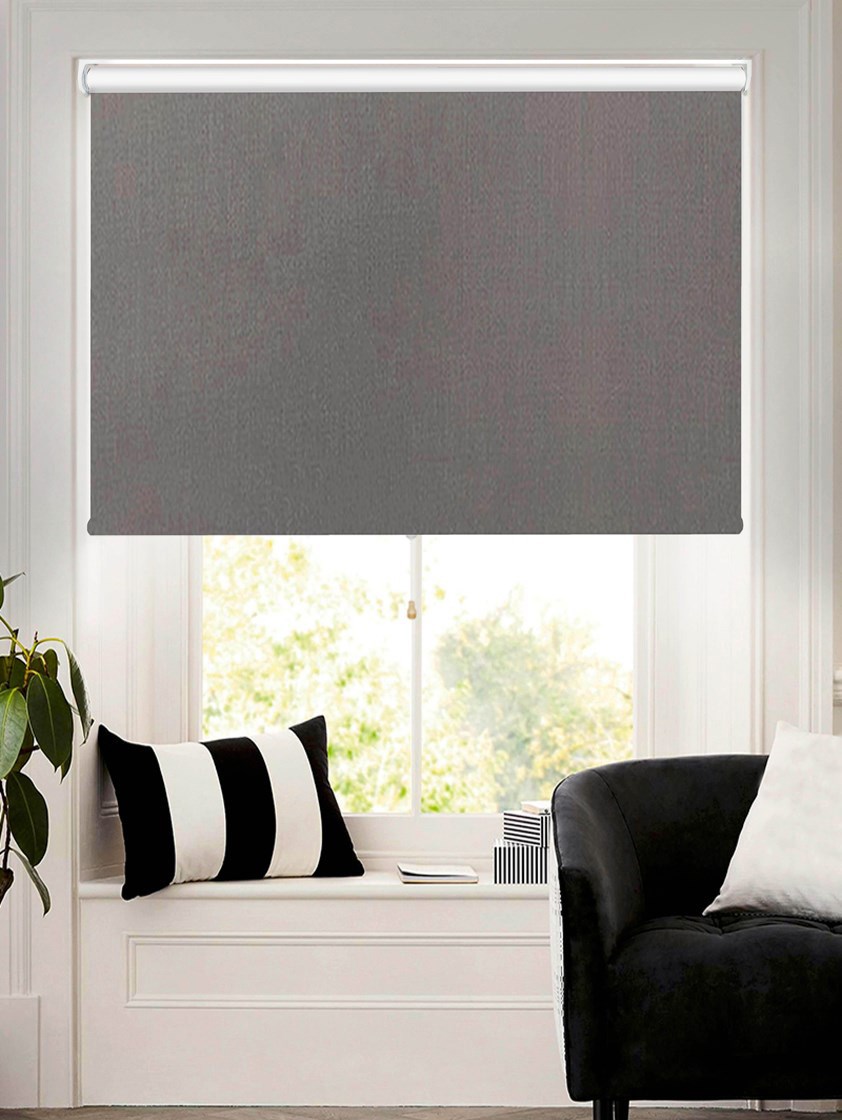 Windsor Dark Grey Blackout Cordless Spring Loaded Roller Blind