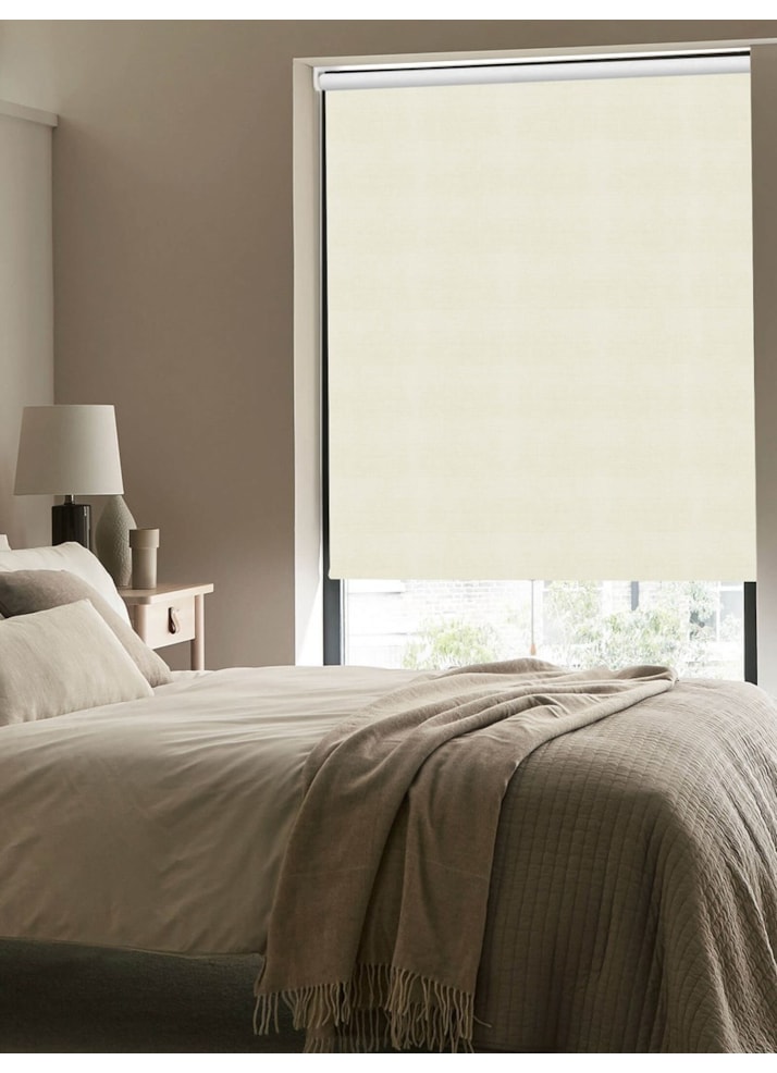 Bone Ivory Premium Blackout Cordless Spring Loaded Roller Blind