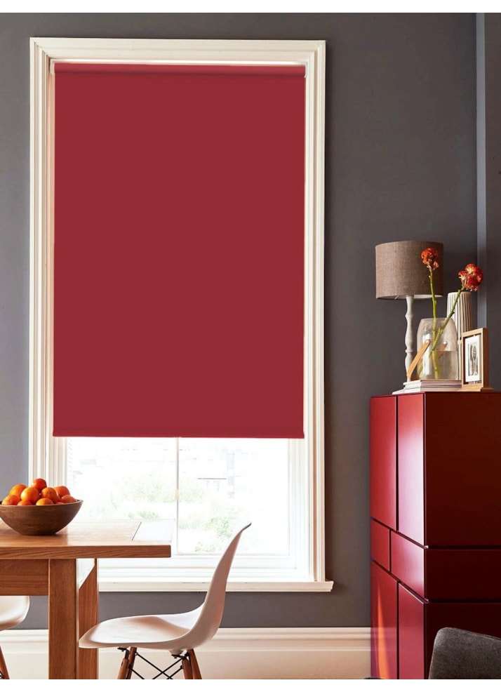 Garnet Red Blackout Cordless Spring Loaded Roller Blind