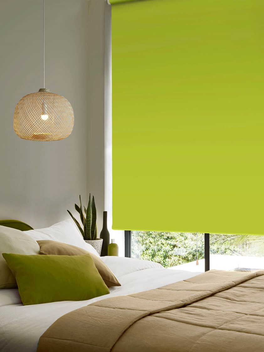 Lime Green Blackout Cordless Spring Loaded Roller Blind