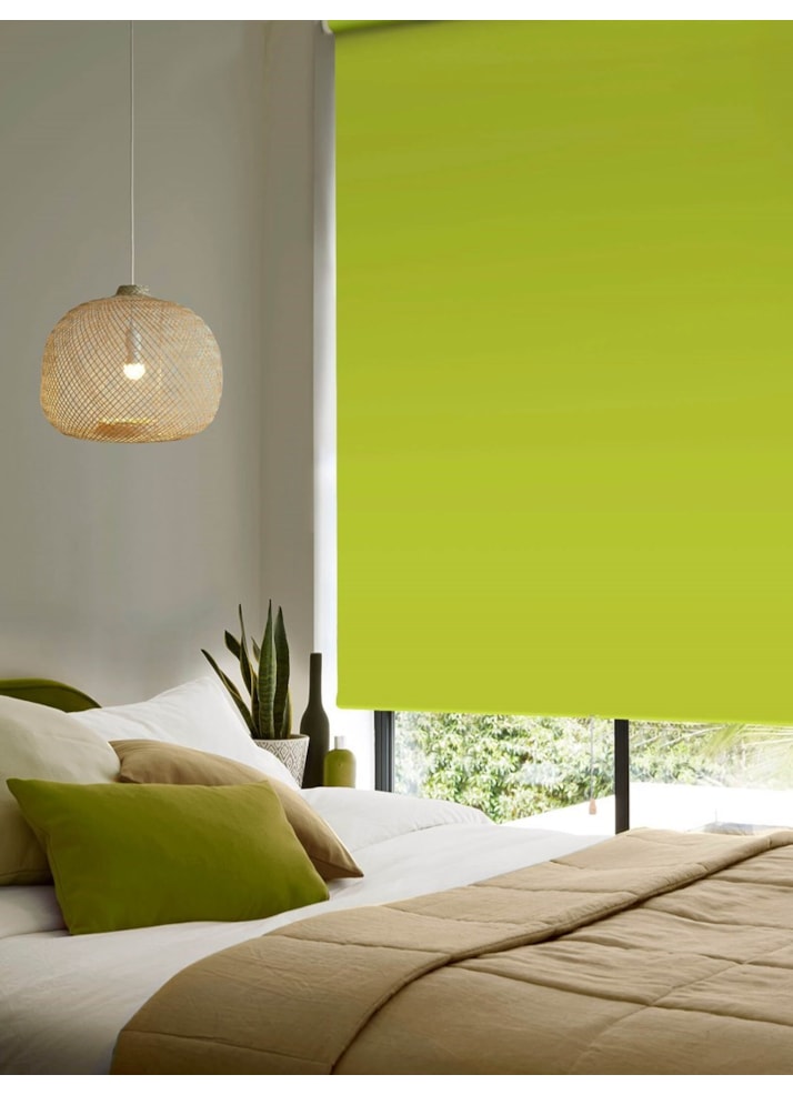 Lime Green Blackout Cordless Spring Loaded Roller Blind