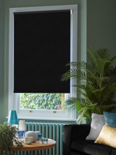 Linen Black Blackout Cordless Spring Loaded Roller Blind